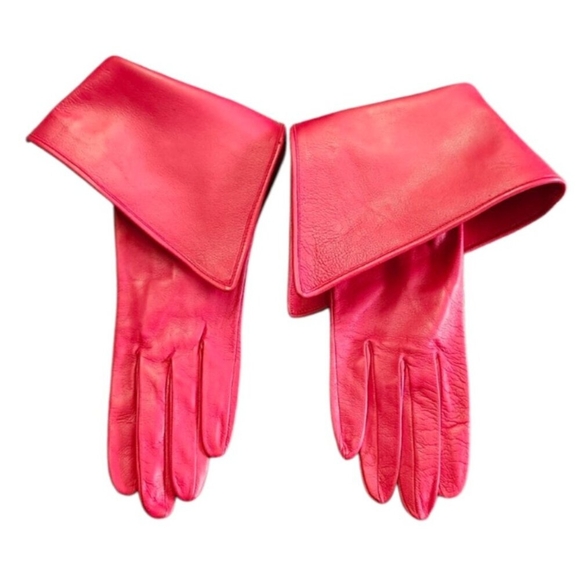 Fashion Women's Leather Gloves color red made in France Size EU 7.5 /US S NWOT - Picture 4 of 9